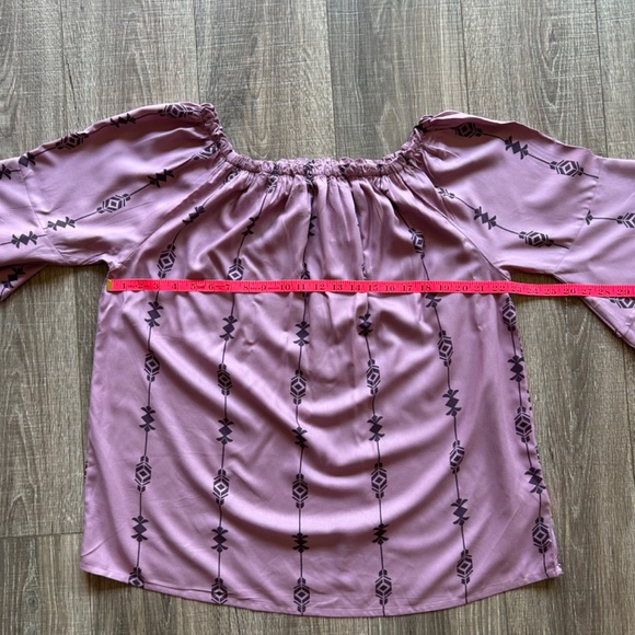 NWT Lascana Women's 14 Purple Off-the-Shoulder Bohemian Blouse Flutter Sleeves - Picture 4 of 9